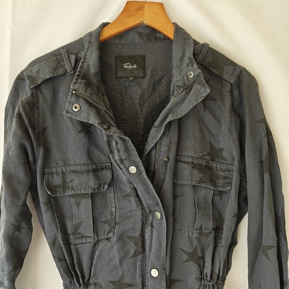 Rails Trey Jacket in Charcoal Oversized Stars Linen Blend Zip Button Size Small - Picture 6 of 14